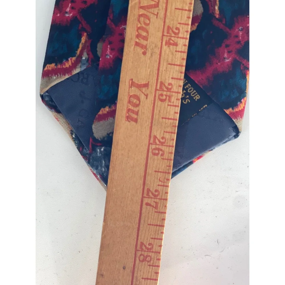 J. Garcia Mens Silk Tie Collection Four Van Gogh's Tree Abstract Red Blue Grey